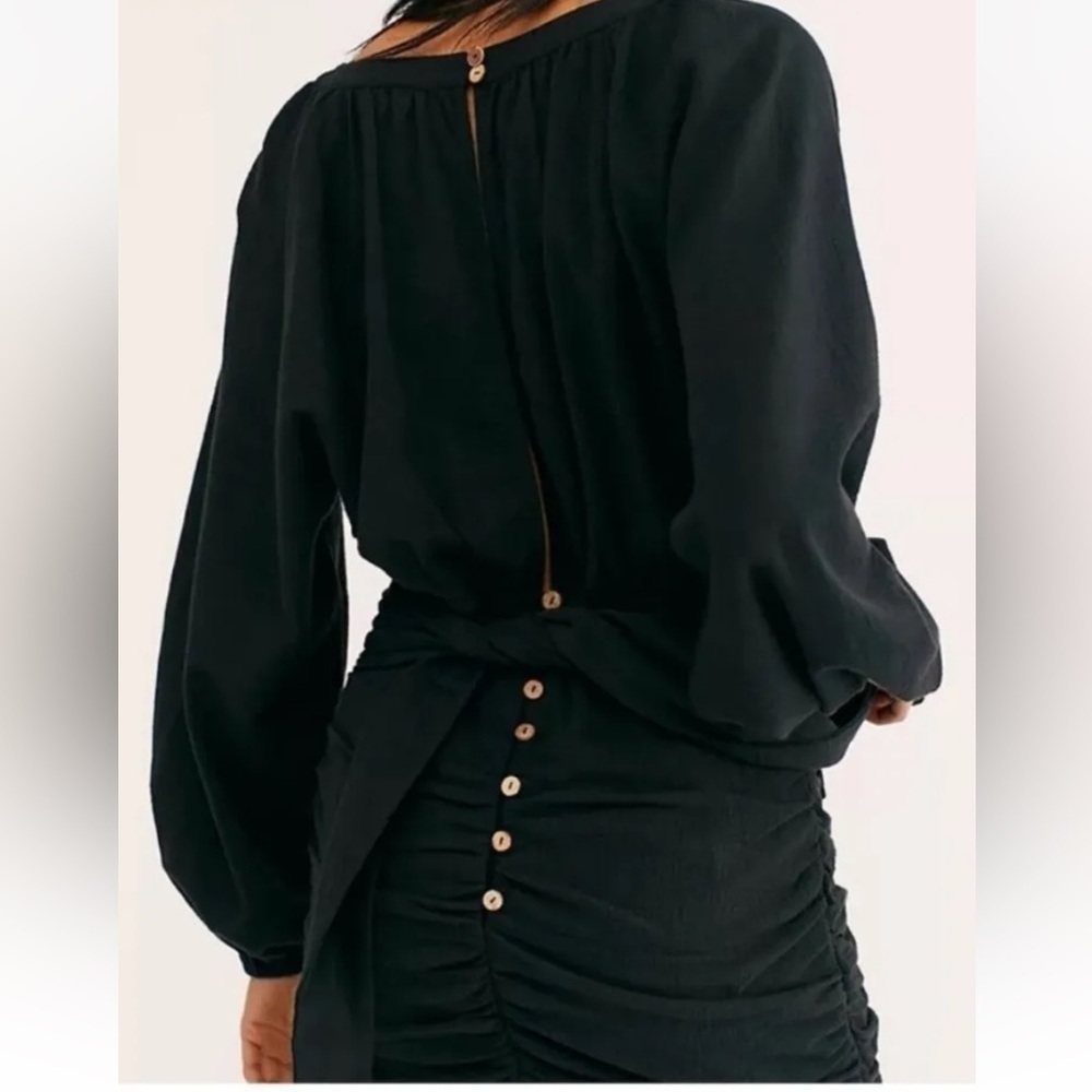 NWT FREE PEOPLE ENDLESS SUMMER Sz (S) THE ONLY ONE BLACK TIE BACK MINI DRESS - Picture 5 of 10